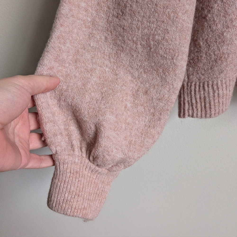 MADEWELL Cream Alpaca Puff Sleeves Dainty Knit Crewneck Sweater Size Large - Picture 7 of 12